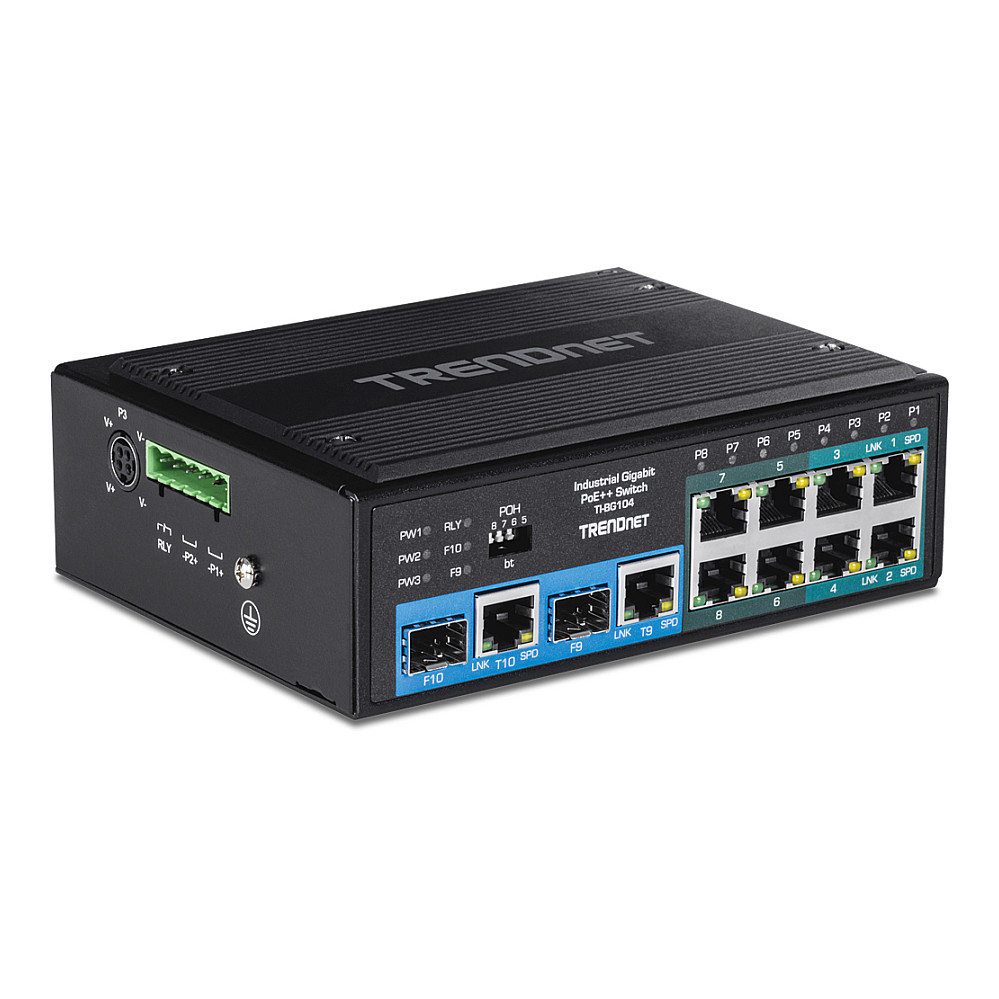 TRENDnet TI-BG104 10-portni industrijski Gigabit PoE++ DIN-Rail switch-2