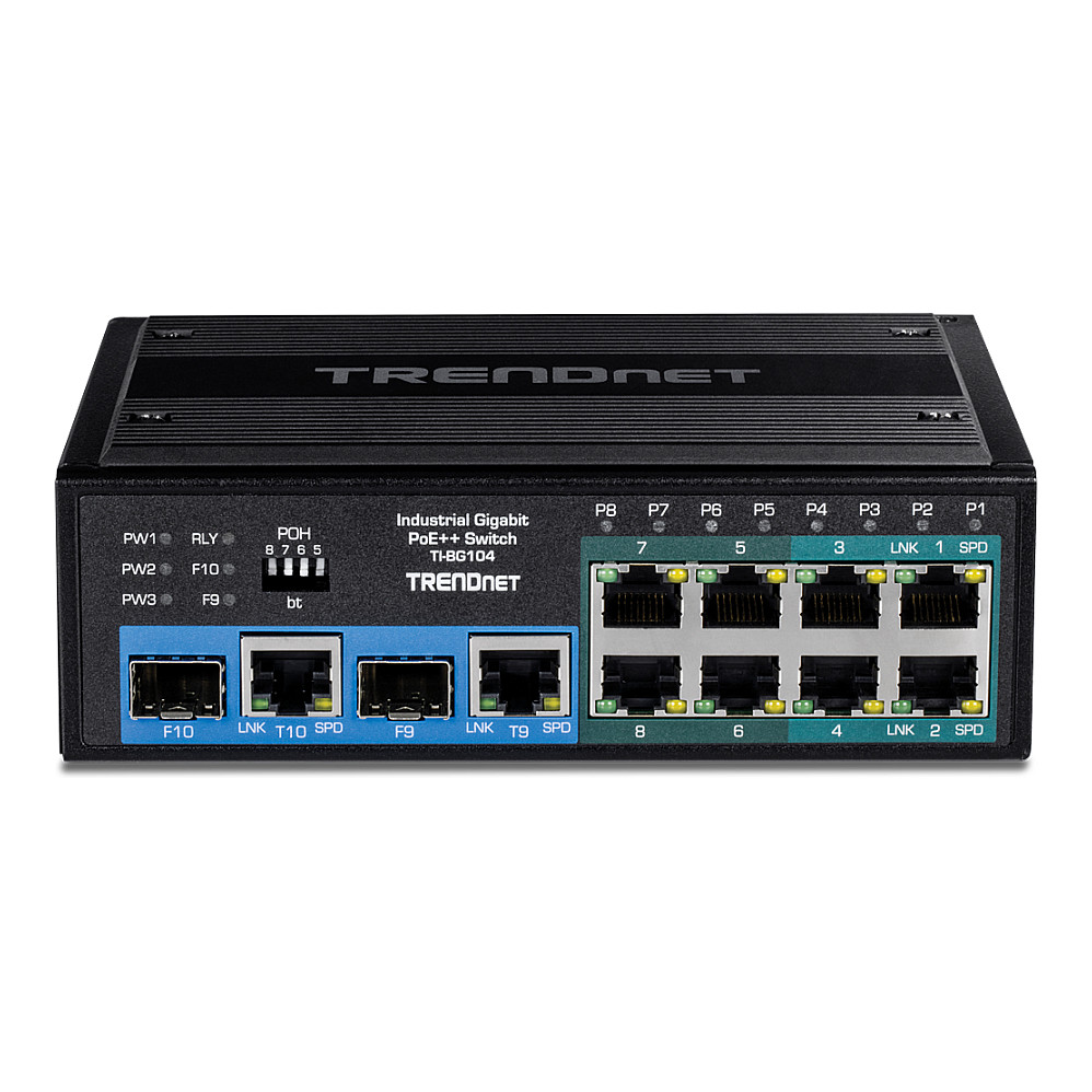 TRENDnet TI-BG104 10-portni industrijski Gigabit PoE++ DIN-Rail switch-3