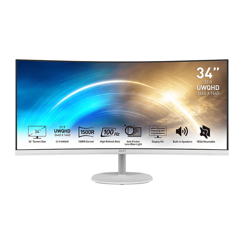 MSI PRO MP341CQWDE 34" WQHD VA zakrivljeni monitor, 100Hz, bijeli-0