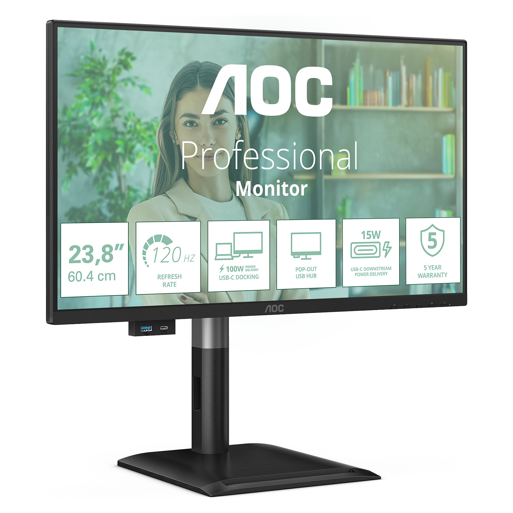 Monitor AOC 24P4CV 23.8" (IPS, Full HD, 120Hz, 4ms, Adaptive Sync, USB-C 96W, crna boja)-22