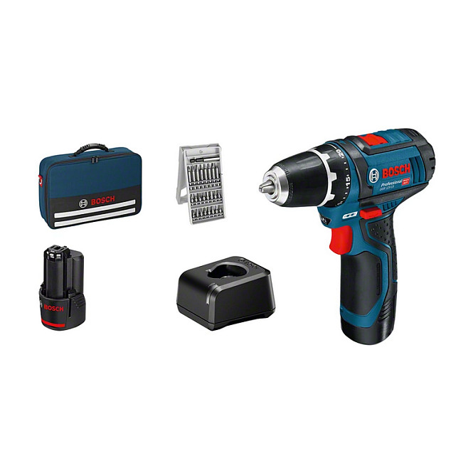 Akumulatorska bušilica-odvijač BOSCH GSR 12V-15 Professional (2x 2.0Ah, punjač, torba)