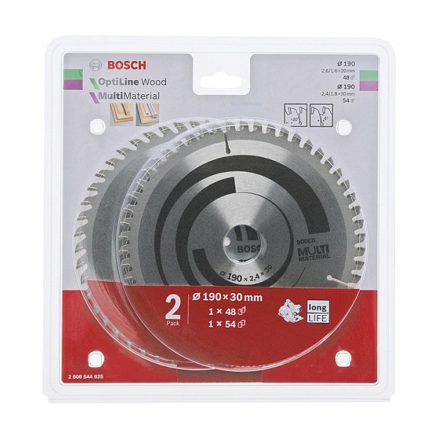 Set listova kružne pile BOSCH Optiline Wood i Multi Material, 2 komada-0