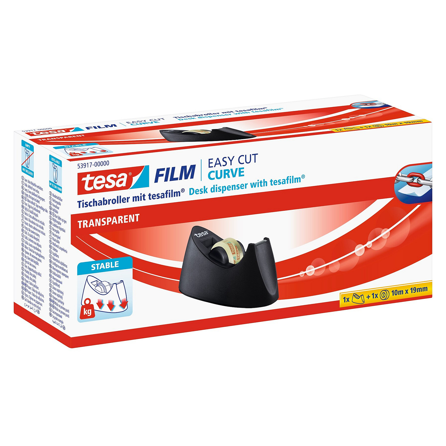 Stolni držač za ljepljivu traku TESA Easy Cut Curve crna boja (s rolom trake)-1