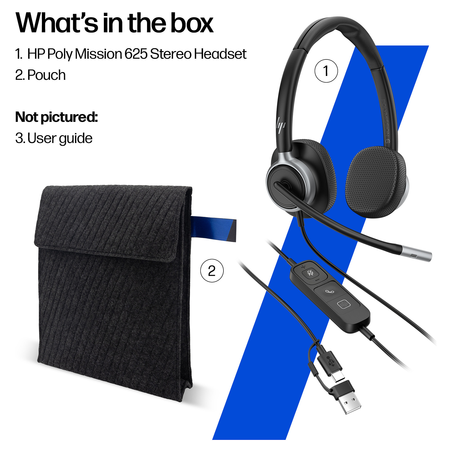 Slušalice HP Poly Mission 625 (mikrofon, USB-C, Crna)-5