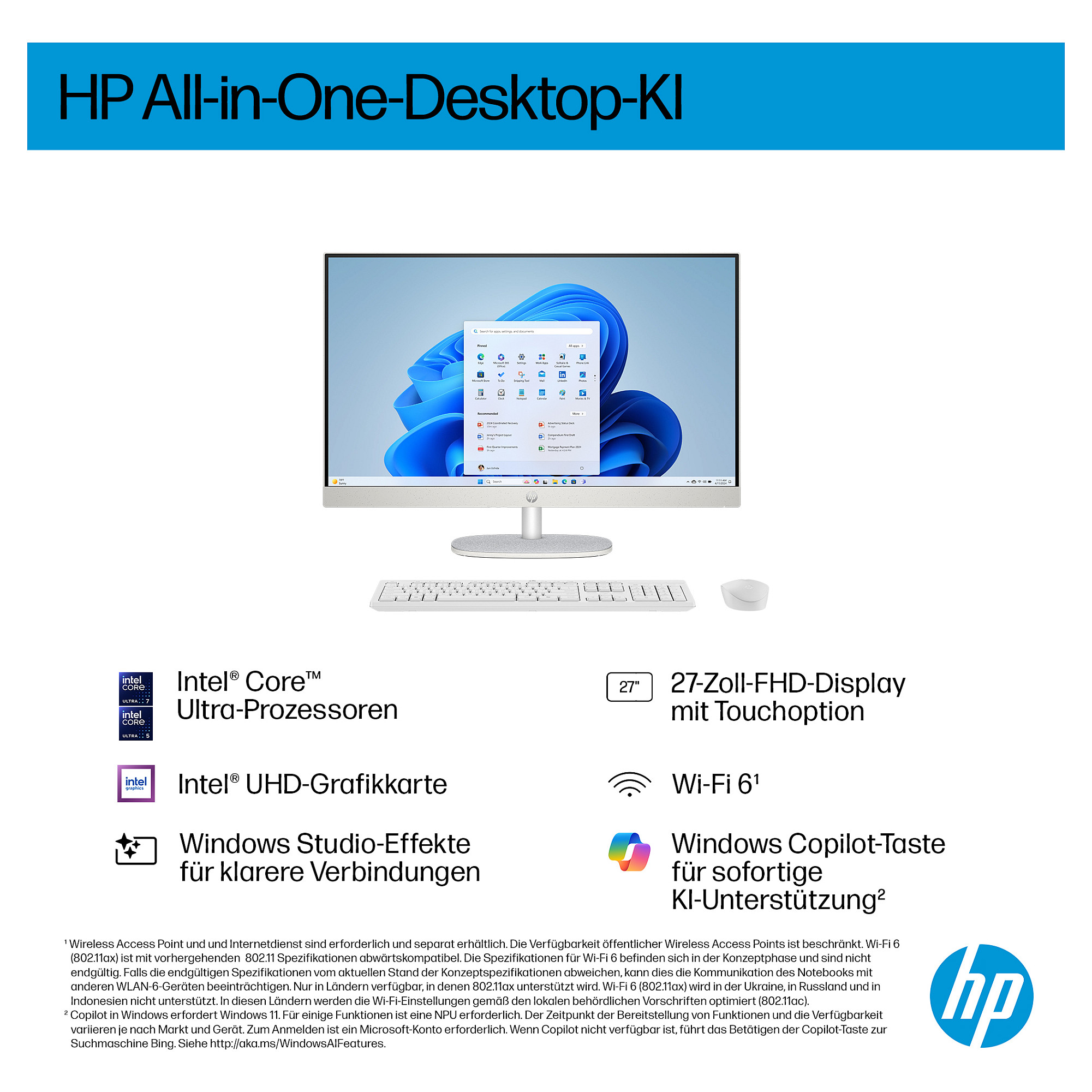All-in-One računalo HP 27-cr2150ng, 27" FHD, Intel Core Ultra 5 225U, 16GB RAM, 512GB SSD, Windows 11 Home, non-HR tipkovnica, bijela boja-1