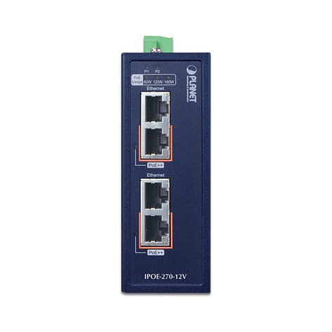 Industrijski PoE injektor/spliter PLANET IPOE-270-12V (2-portni, Gigabit, 95W)-1
