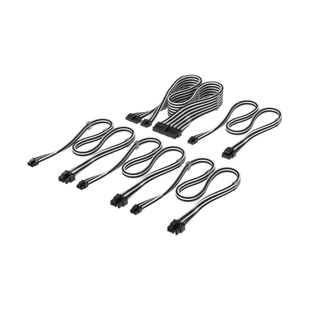 Corsair Premium pleteni kabeli za napajanje, Type 5 Starter Kit, crno/bijeli