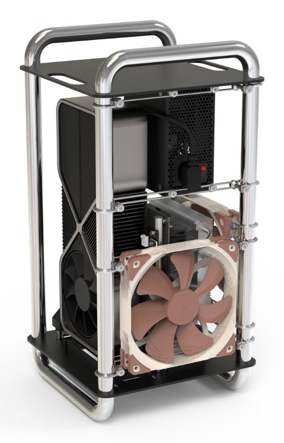 STREACOM DA6 Open Frame Mini-ITX kućište, Chrome boja-0