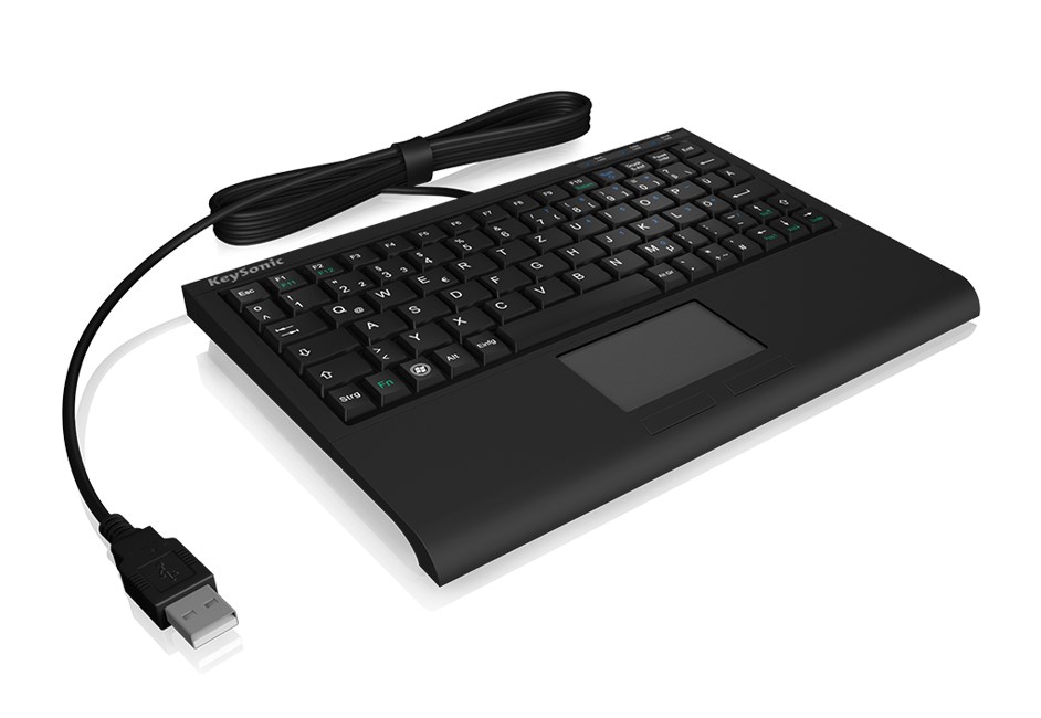 Mini tipkovnica KEYSONIC ACK-3410U, USB, US layout, crna boja
