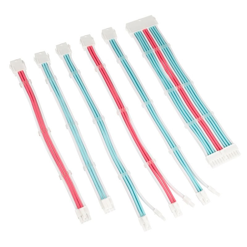 Kolink Core Adept set pletenih produžnih kabela za napajanje, Brilliant White/Neon Blue/Pure Pink-0