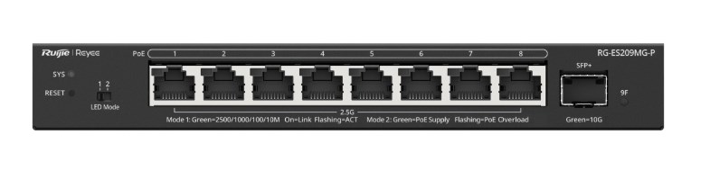 Mrežni switch RUIJIE RG-ES209MG-P, 9-portni 2.5G L2 Managed PoE+-1