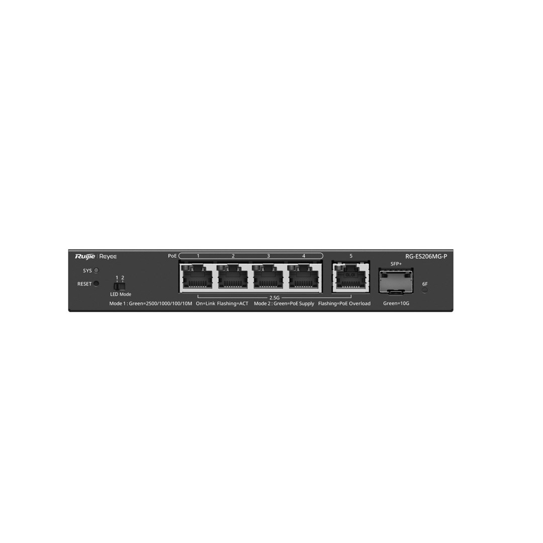 Mrežni switch RUIJIE RG-ES206MG-P (4x 2.5G PoE+, 2x 1G SFP)