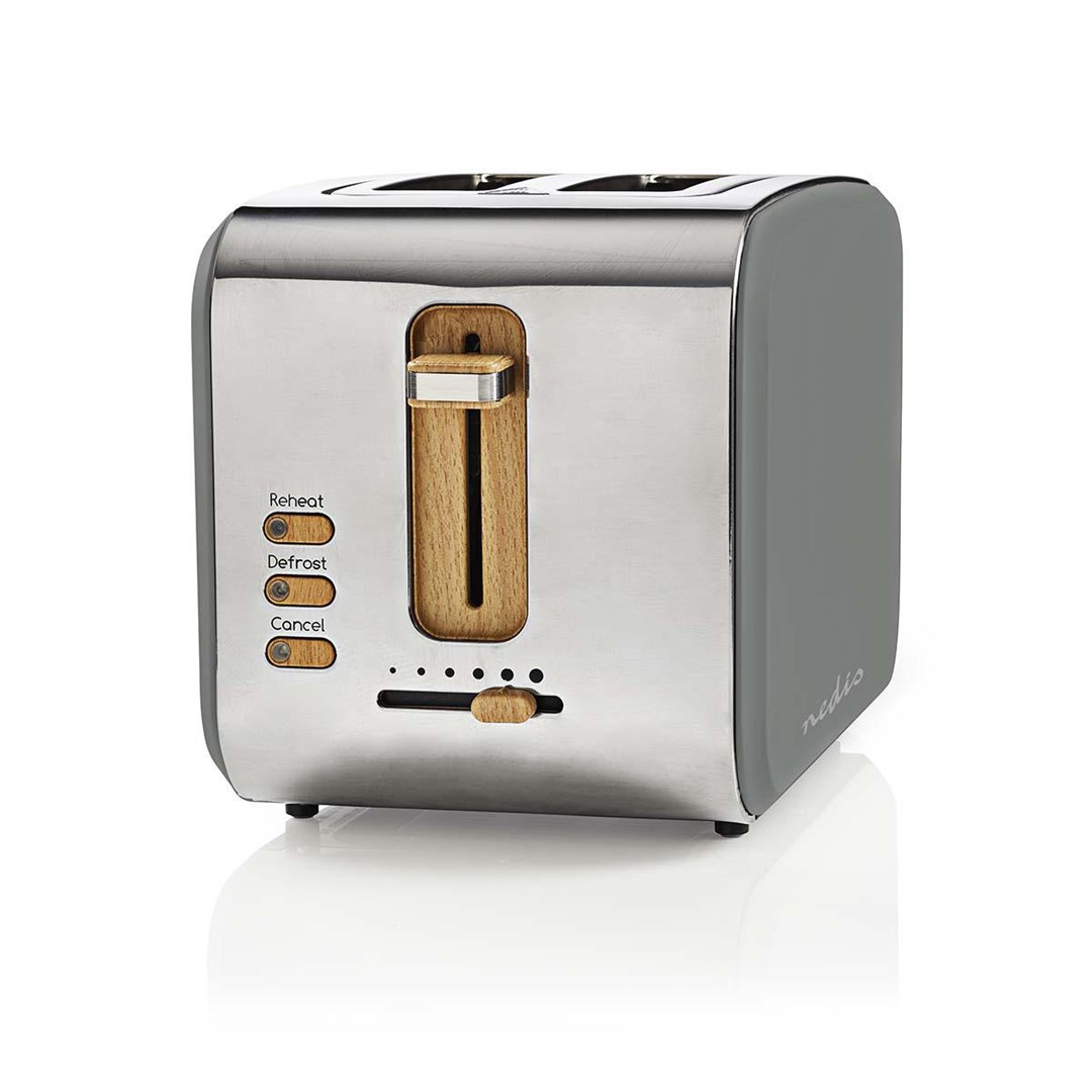 Toster NEDIS KABT510EGY, 900 W, za 2 kriške, siva boja-2