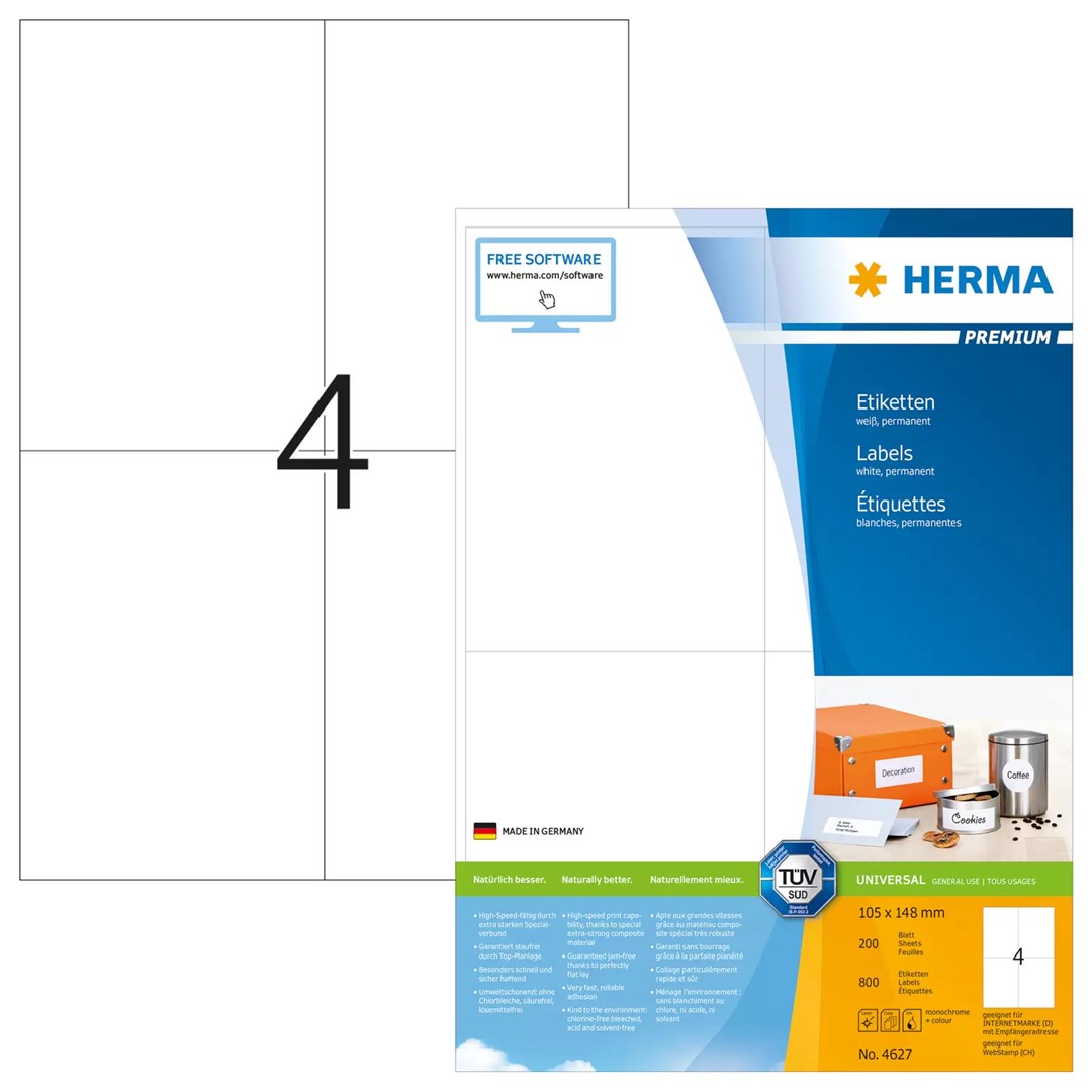 Etikete HERMA 4627 A4 105x148 mm (800 kom)-0