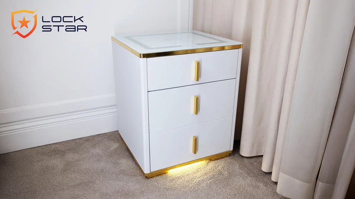 Noćni ormarić EXTRALINK Lock Star s elektroničkim sefom i bežičnim punjačem-2