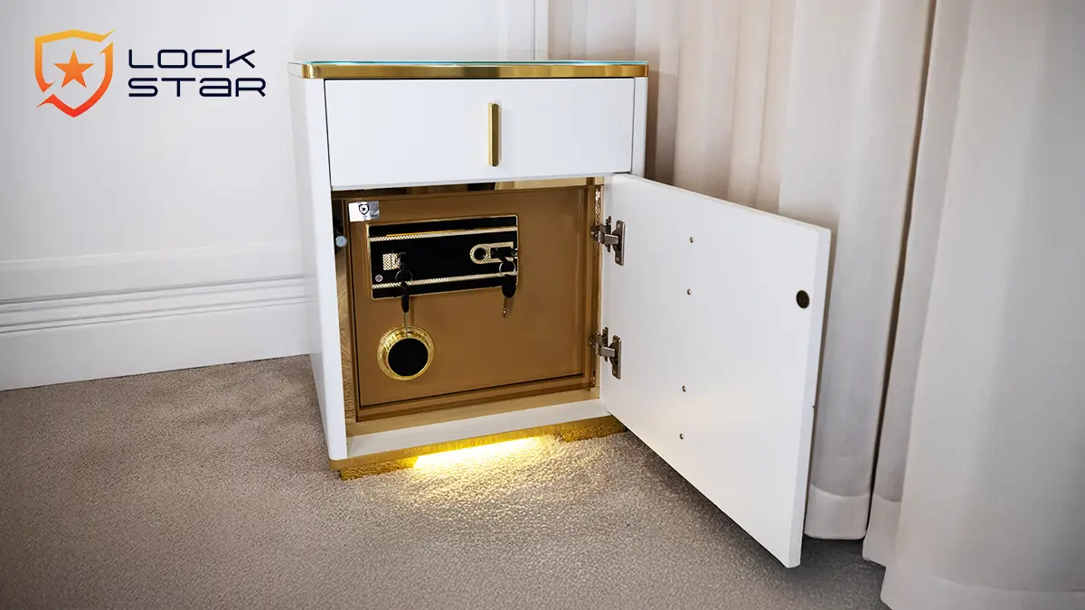 Noćni ormarić EXTRALINK Lock Star s elektroničkim sefom i bežičnim punjačem-11