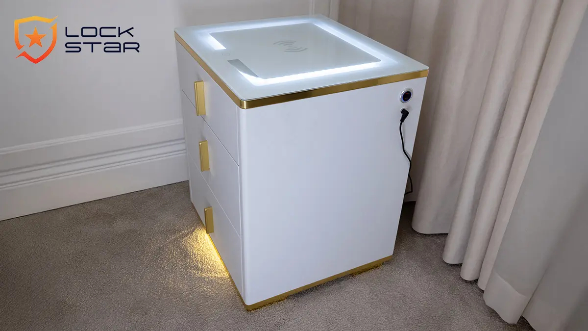 Noćni ormarić EXTRALINK Lock Star s elektroničkim sefom i bežičnim punjačem-5