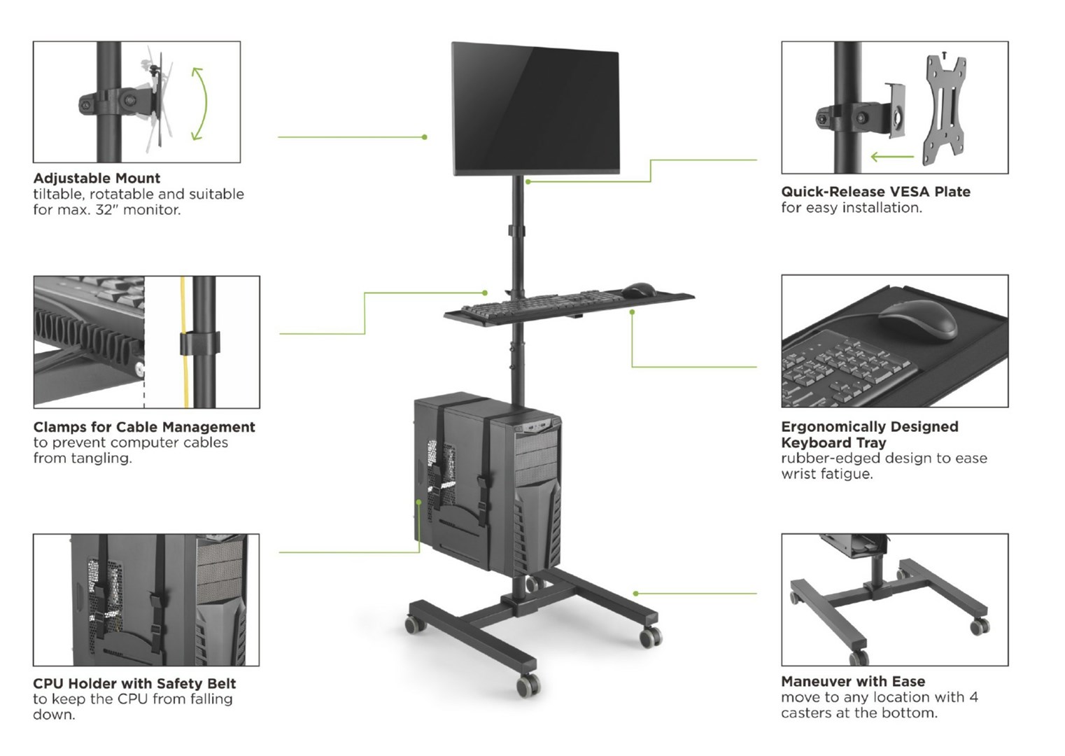 Equip 17"-32" Single Monitor Mobile Workstation-9