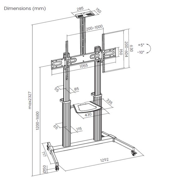 Mobilni stalak za TV EQUIP 133033 (za ekrane 60"-100", do 100 kg)-6