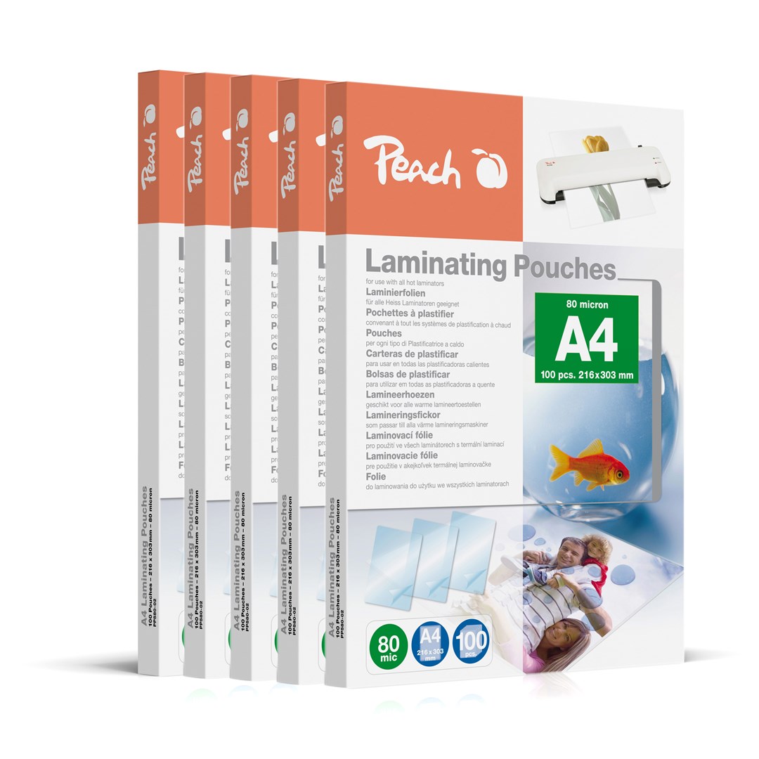 Folije za plastificiranje PEACH A4 80mic sjajne (500 komada)-0