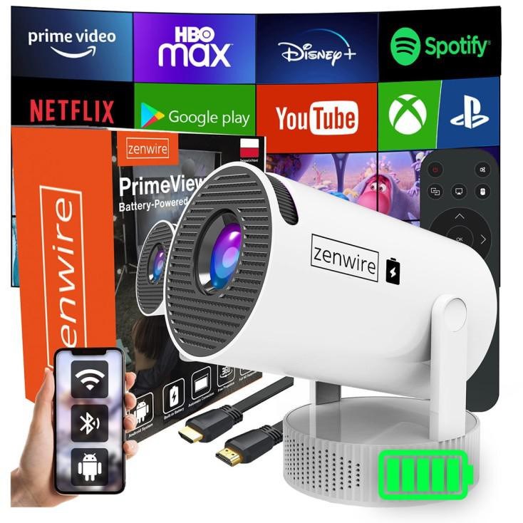 Prijenosni projektor ZENWIRE K400 (Android 9.0, Wi-Fi, Bluetooth, Baterija)
