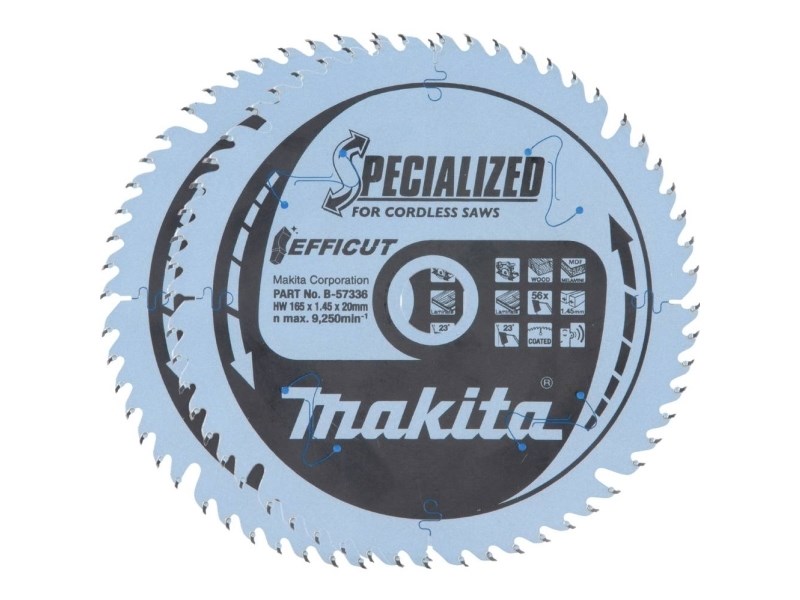 List kružne pile MAKITA Efficut E-12011 (165x20mm, 56 zuba, 2 kom)