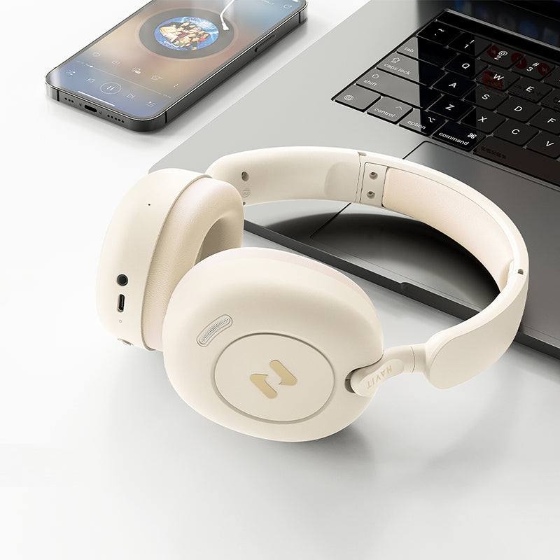 Slušalice HAVIT H655BT PRO (Bluetooth, ANC, mikrofon, 76h baterija, 3.5mm, Bež)-3