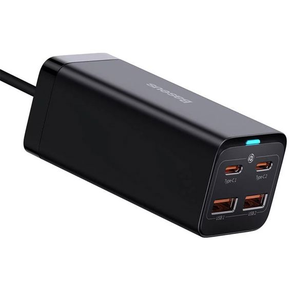 Stolni brzi punjač BASEUS GaN3 Pro 100W (2x USB-C, 2x USB-A) crna boja-0