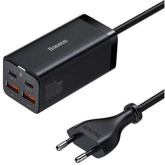 Stolni brzi punjač BASEUS GaN3 Pro 100W (2x USB-C, 2x USB-A) crna boja-1
