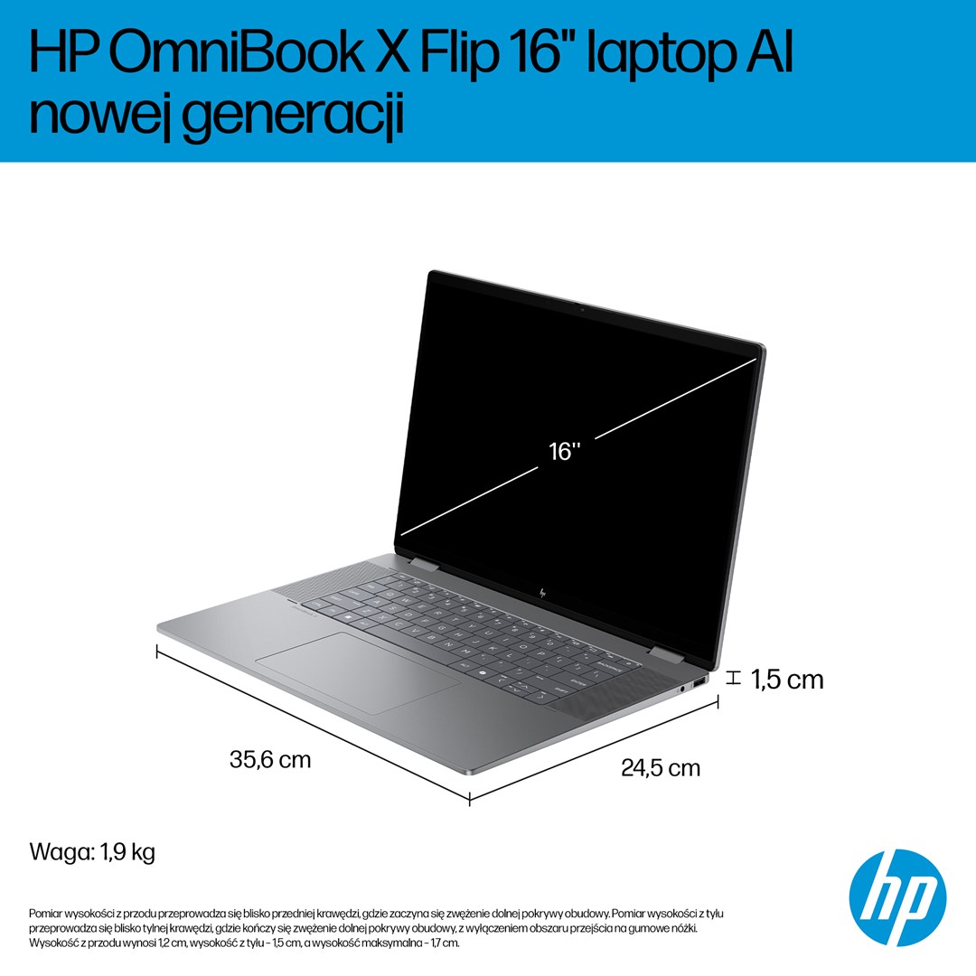 Laptop HP OmniBook X Flip 16-ar0016nw (16", Touch OLED, 2K, AMD Ryzen AI 5 340, 16GB, 1TB SSD, AMD Radeon 840M, Windows 11, Non-HR tipkovnica, Meteor Silver)-11