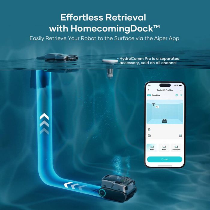 Robot za čišćenje bazena AIPER Scuba X1 Pro Max (do 300 m², 8500 GPH, 600 min, Wi-Fi, siva boja)-10