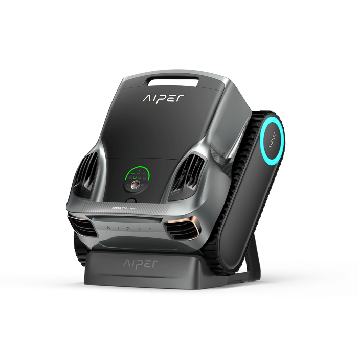 Robot za čišćenje bazena AIPER Scuba X1 Pro Max (do 300 m², 8500 GPH, 600 min, Wi-Fi, siva boja)