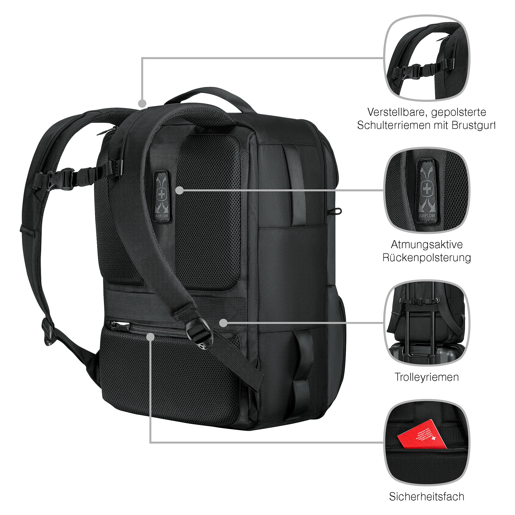 Ruksak za prijenosno računalo WENGER UrbanOne Travel 15.6" crna boja-17