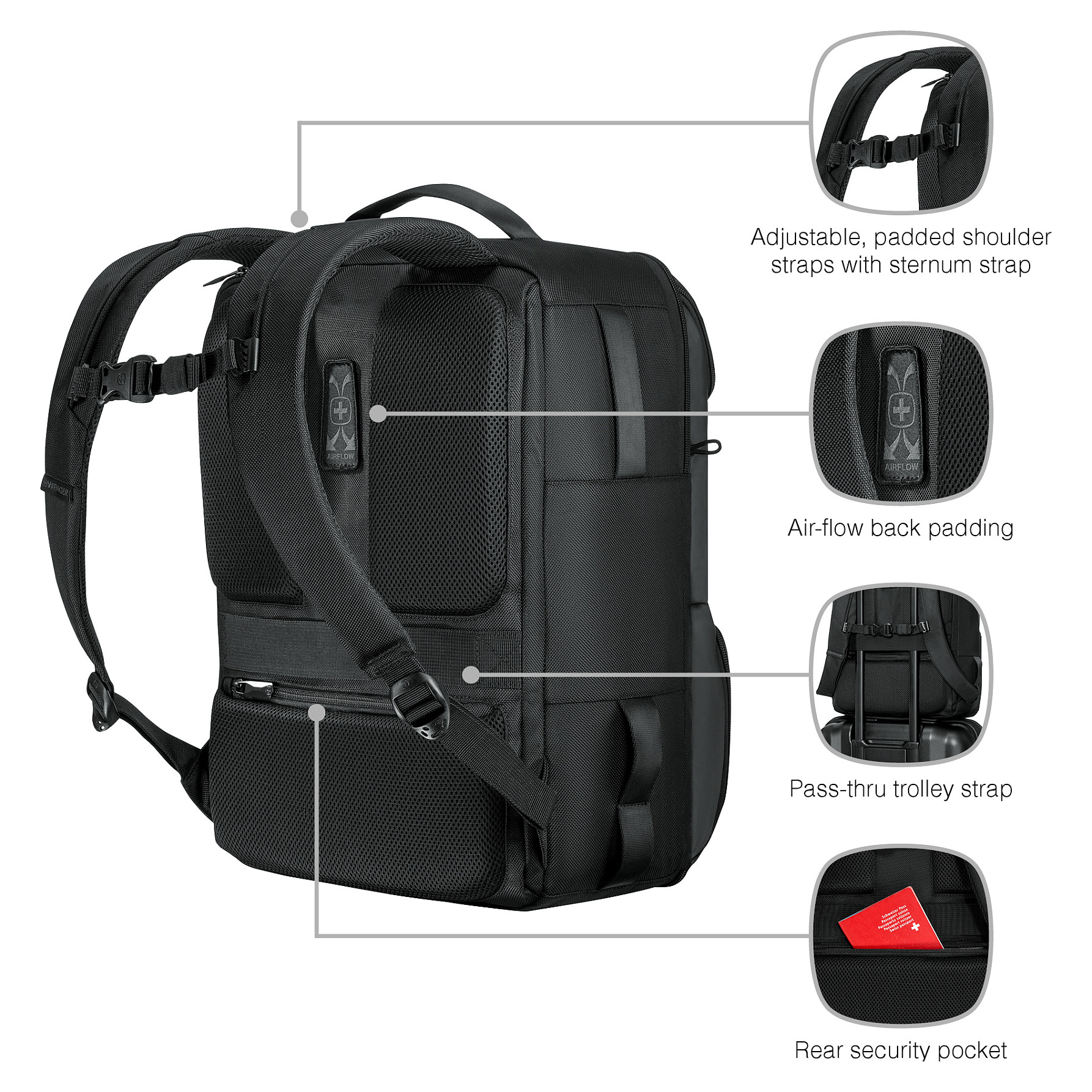 Ruksak za prijenosno računalo WENGER UrbanOne Travel 15.6" crna boja-18