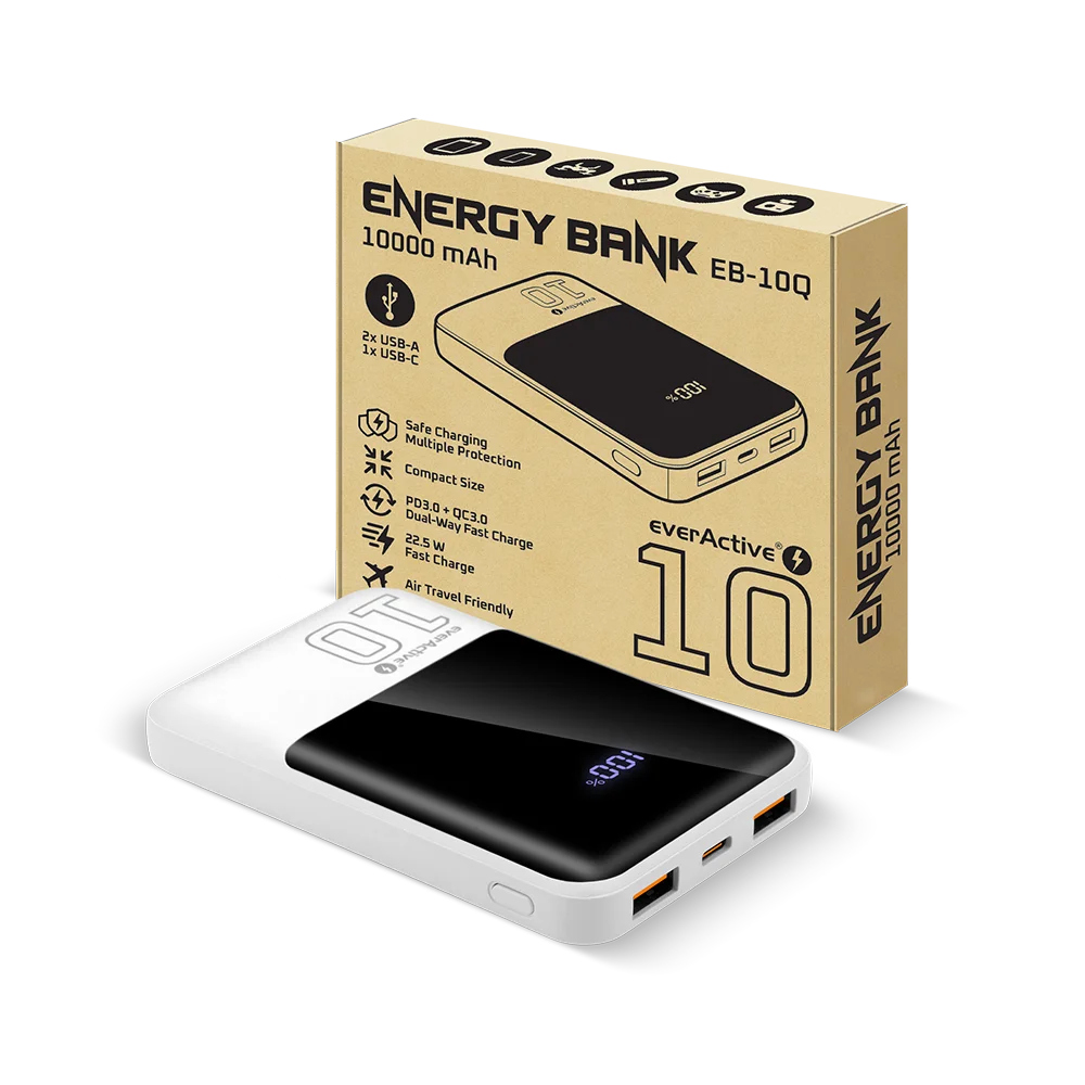 EVERACTIVE POWERBANK 10 000MAH 22,5W QC4+ EB-10Q-3