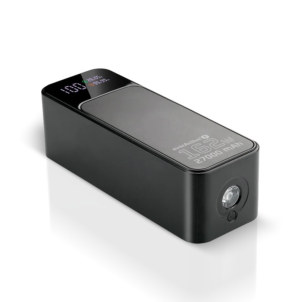 Powerbank 27 000mAh, 1x USB, 2x USB-C, 162,5W, QC4+, flashlight, LCD screen, black-3