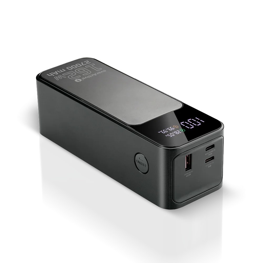 Powerbank 27 000mAh, 1x USB, 2x USB-C, 162,5W, QC4+, flashlight, LCD screen, black-4