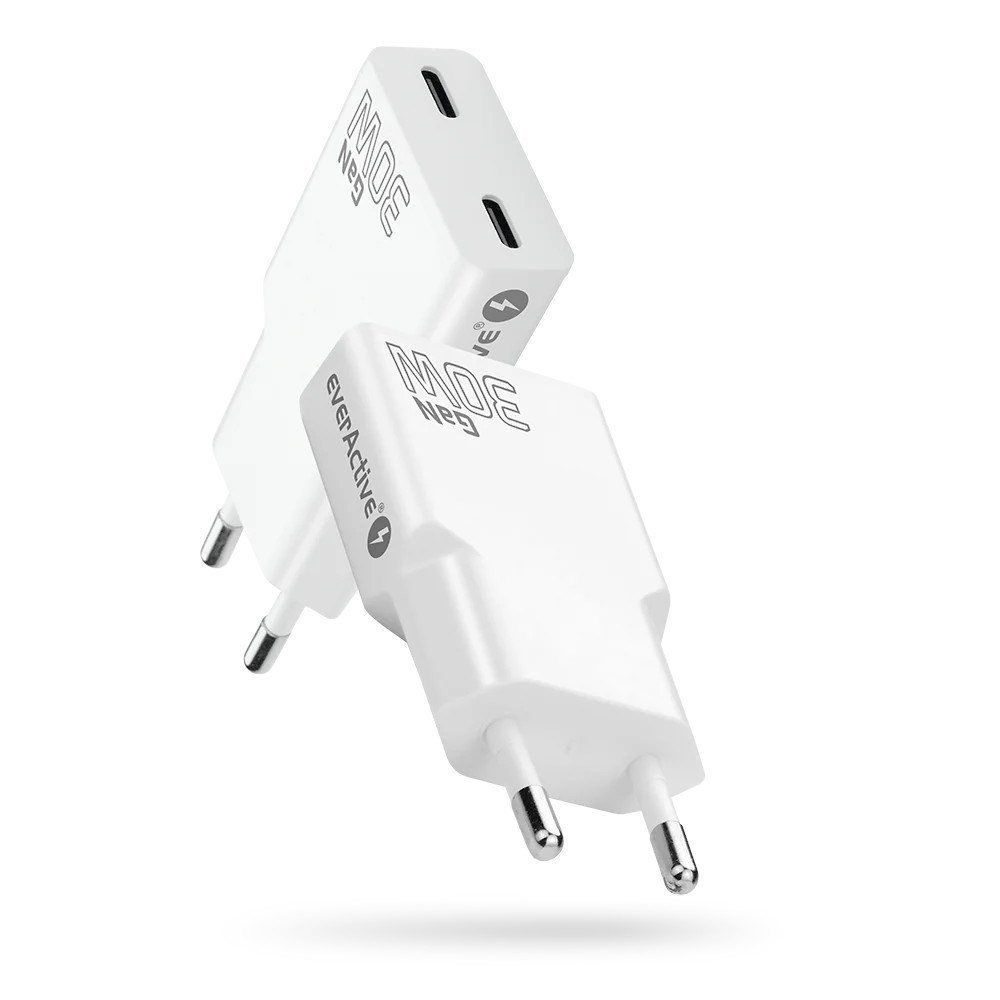 Mrežni punjač EVERACTIVE SC-300Q 2x USB-C 30W GaN (Quick Charge 4+) bijela boja-4