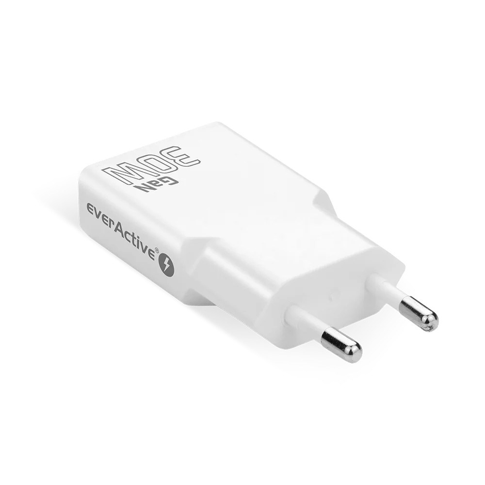 Mrežni punjač EVERACTIVE SC-300Q 2x USB-C 30W GaN (Quick Charge 4+) bijela boja-2