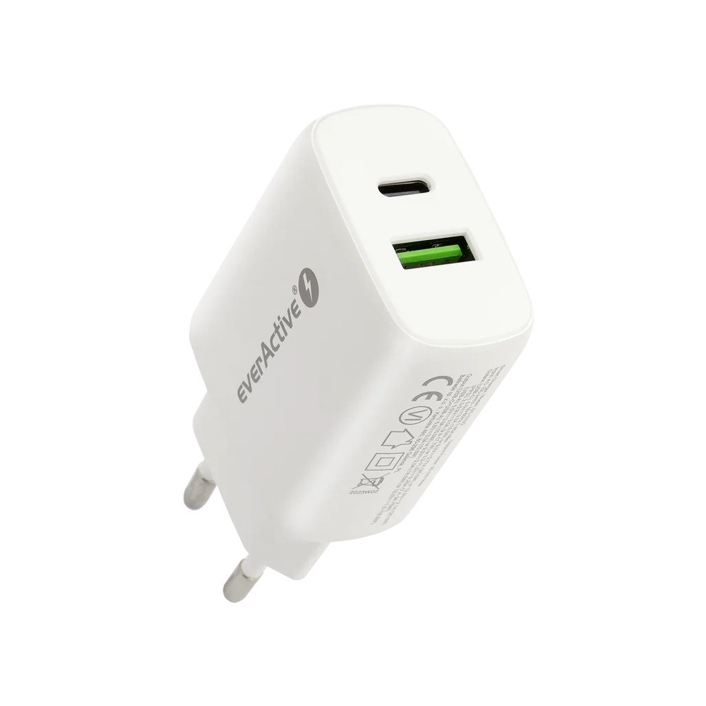 Mrežni punjač EVERACTIVE SC-200W 25W (USB-C PD + USB-A QC 3.0) bijela boja-0