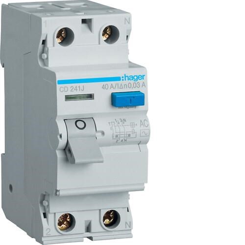 FID sklopka HAGER CD241J (40A, 30mA, 2P, Tip A)