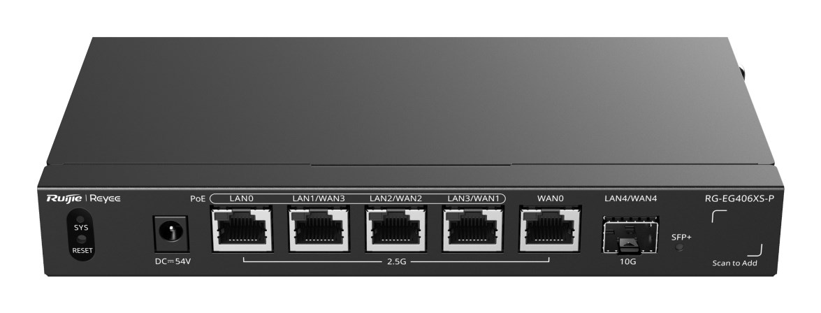 Sigurnosni gateway RUIJIE Reyee RG-EG406XS-P, 10G SFP+, 4x 2.5G PoE+