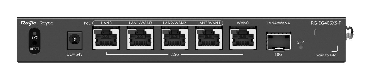Sigurnosni gateway RUIJIE Reyee RG-EG406XS-P, 10G SFP+, 4x 2.5G PoE+-1