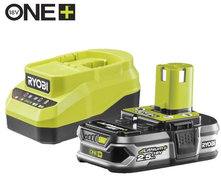 Set punjača i baterije RYOBI ONE+ 18V (1x 2.5Ah baterija, 1x 2.0A punjač) RC18120A-125-0