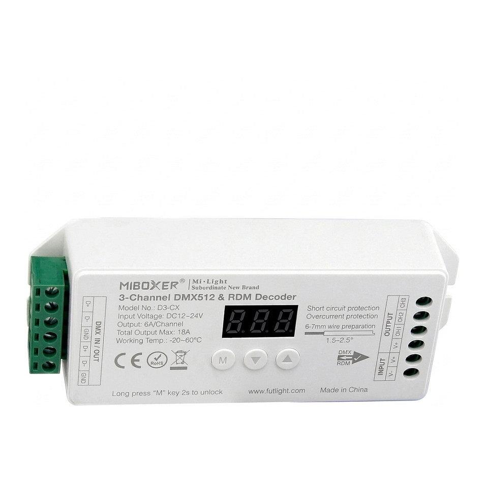 LED kontroler MIBOXER D1 (DMX512, 1-kanalni)