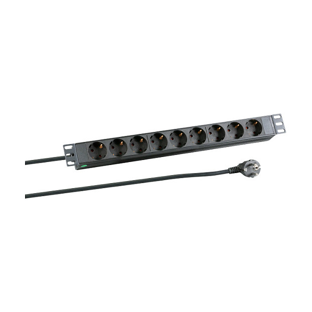 Strujna letva EFB ELEKTRONIK 19" 1U, 9x šuko, bez prekidača, aluminij, crna boja