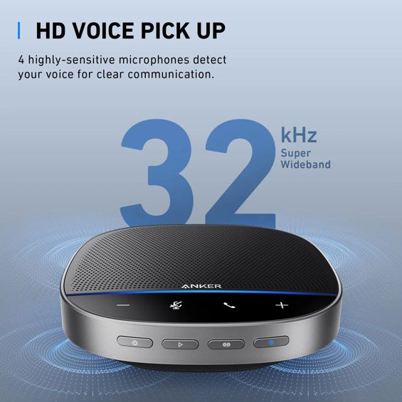 Konferencijski zvučnik ANKER PowerConf S500 (Bluetooth 5.0, USB-C, 4 mikrofona, 6700 mAh, crna boja)-2