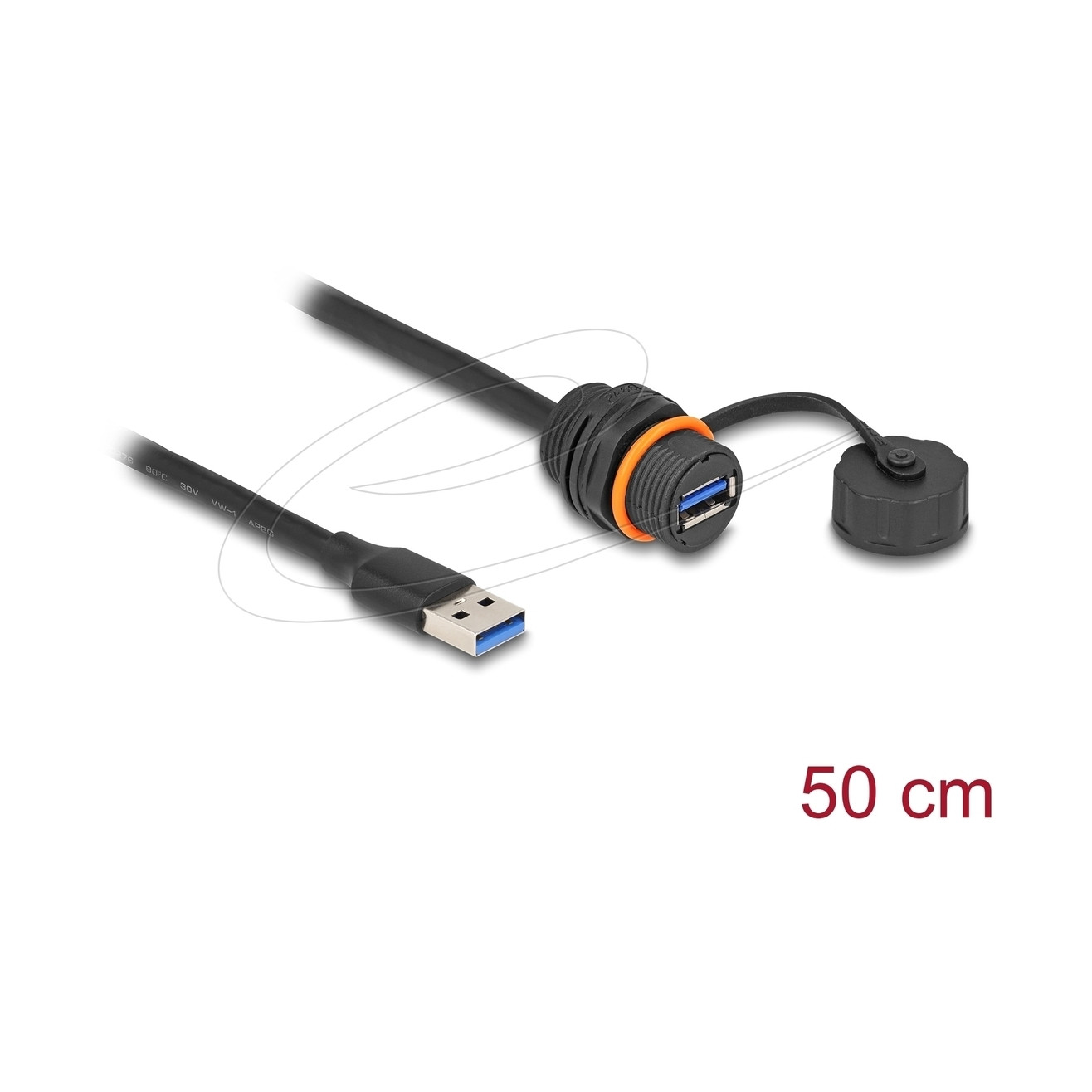 Delock USB-A 3.0 produžni kabel za ugradnju, 0.5m, IP68
