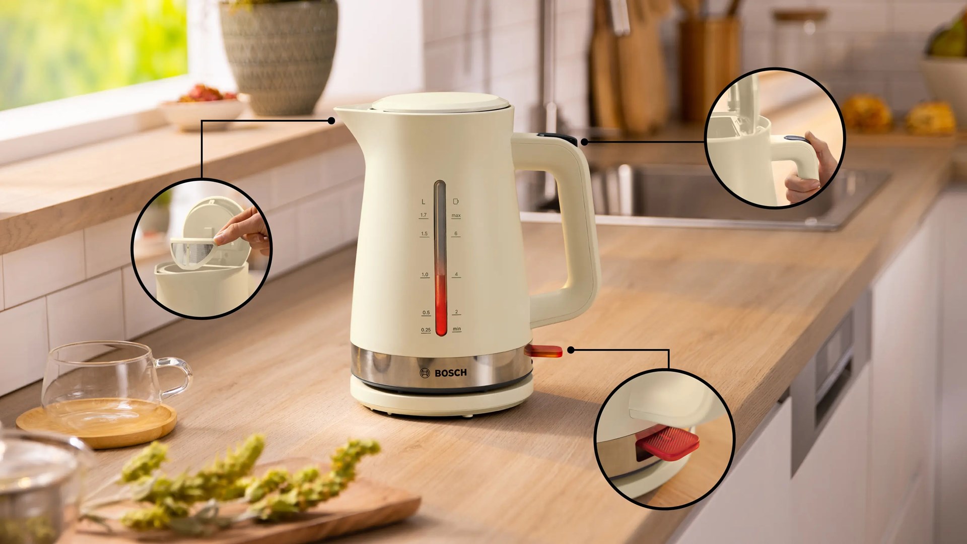 Kuhalo za vodu BOSCH MyMoment TWK2M167 (1.7 L, 2400 W, krem boja)-1