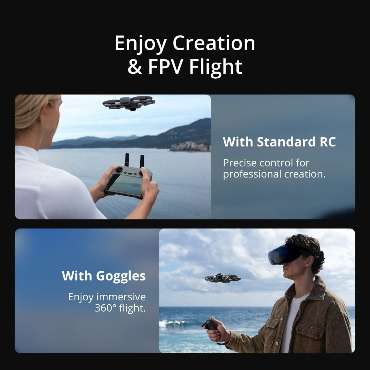Dron DJI Avata 360 Motion Fly More Combo (DJI Goggles N3) (Dual 1/1.1" CMOS, 8K HDR 360°, do 23 min leta, 42 GB, siva boja)-5